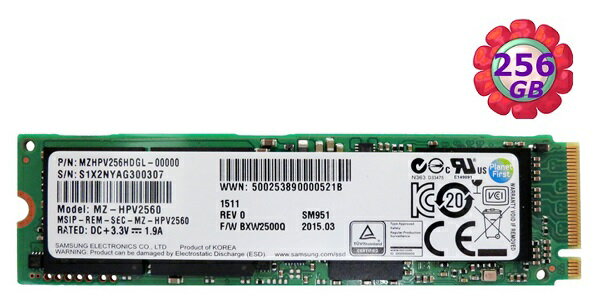 Samsung 三星 SSD 256GB【AHCI】SM951 M.2 2280 PCIe PCI-Express 3.0 MZHPV256HDGL 固態硬碟