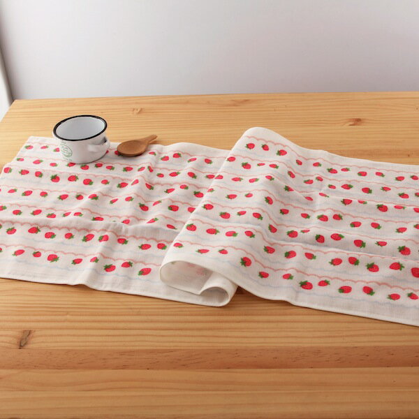 taoru 日本毛巾 和的風物詩_草莓 34*90 cm (長巾 紗布毛巾 可愛世界)
