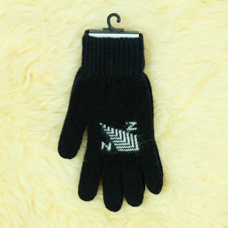 紐西蘭100%美麗諾羊毛手套*黑色*銀蕨