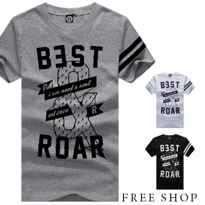 Free Shop【QBMT4815】日韓風格BEST ROAR字母符號印花圓領棉質短T短袖上衣潮T‧三色 MIT台灣製
