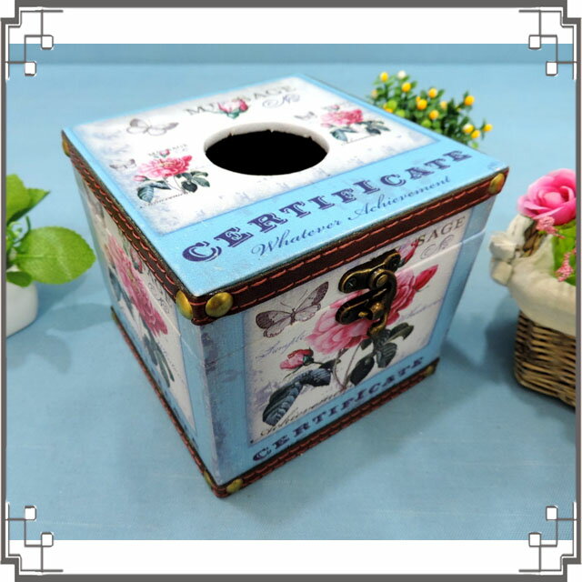 木製皮革方形面紙盒《LC8》粉嫩玫瑰貼皮紙巾盒 居家布置 廚房餐廳 送禮◤彩虹森林◥