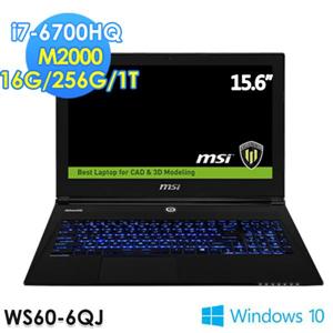 MSI 微星 WS60 6QJ-443TW 15.6吋 筆電 i7-6700HQ/16G/256G+1TB/M2000/W10  