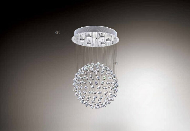 水晶珠中球型吊燈 + LED