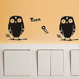 BO雜貨【SV4211】DIY時尚創意家居可愛動物 開關貼 牆貼 壁貼 背景貼 筆電貼 冰箱貼 貓頭鷹