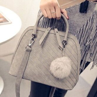 貝殼包手提包-年輕簡奢潮流繡格肩背女包包4色72an7【獨家進口】【米蘭精品】