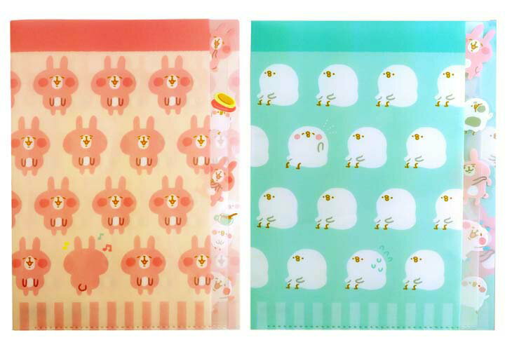【多點創意日本】日本P助與小兔五層資料夾一組粉藍兩個包裝