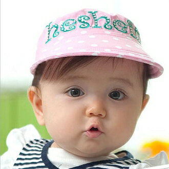 WallFree窩自在★可愛點點質感字母刺繡舒棉兒童帽防曬帽空頂帽