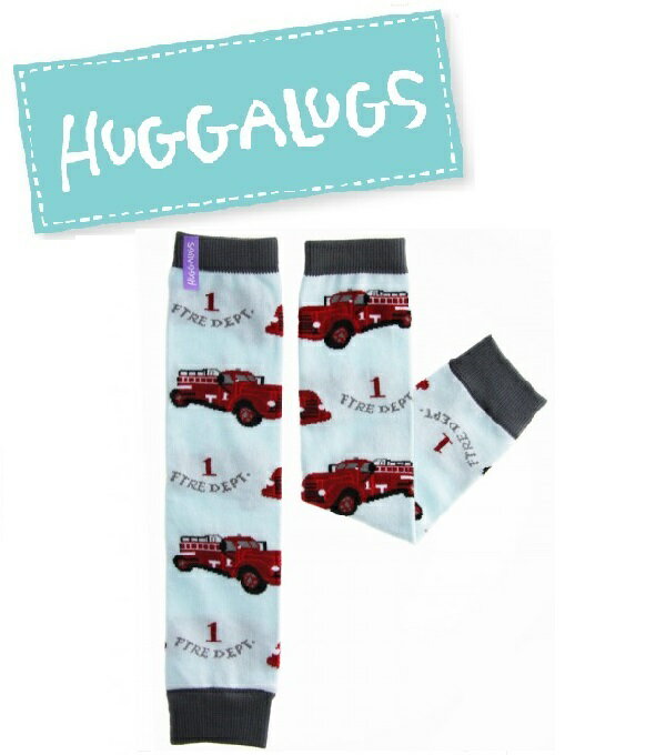 ★啦啦看世界★ Huggalugs 澳洲國民小童手襪套 / 消防車襪套 Vintage Firetruck Legwarmers