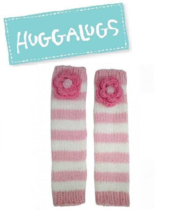 ★啦啦看世界★ Huggalugs 澳洲國民小童襪套 / 粉紅條紋襪套 Parfait Ziggy Legwarmer 襪套