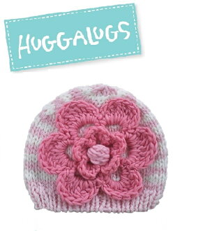 ★啦啦看世界★ Huggalugs 澳洲國民小童 / 粉紅花朵毛帽 Parfait Pink Ziggy Beanie Hat