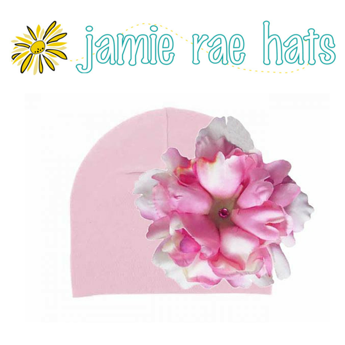 ★啦啦看世界★ Jamie Rae Hats 糖果漸層牡丹棉帽 Pale Pink Cotton Hat with Candy Pink Large Peony