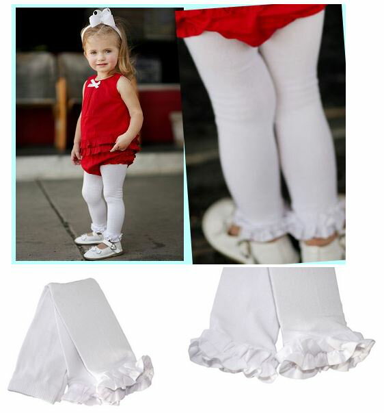 ★啦啦看世界★ Rufflebutts 白色內搭褲 White Ruffled Tights / Leggings