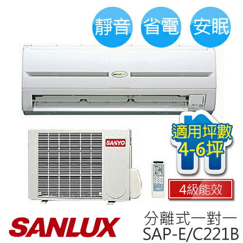 SANLUX SAP-C221B/SAP-E221B 三洋 ( 適用坪數約4坪、2000kcal ) 一對一定頻單冷R410冷氣.