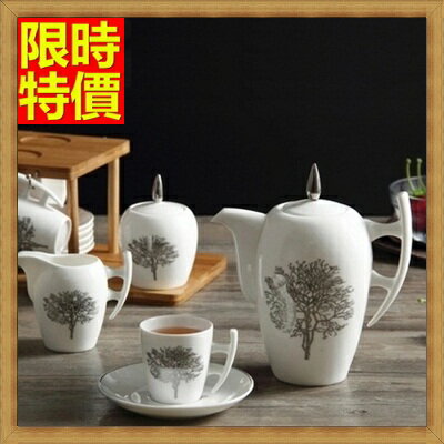下午茶茶具含咖啡杯+茶壺組合-6人簡約歐式骨瓷茶具2色69g18【獨家進口】【米蘭精品】