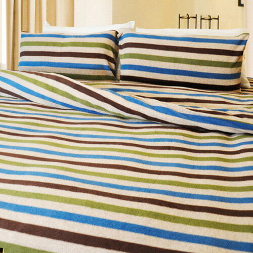 【風格條紋】雙人四件式兩用毯床包組 ◆ 高級搖粒絨 台灣製◆ HOUXURY寢具購物網