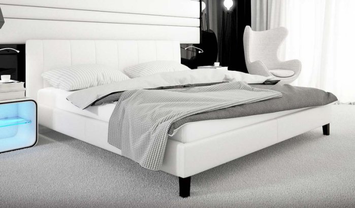 【尚品家具】JF-055-1 保羅5尺白皮雙人床(不含床墊)
