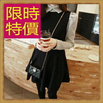 連身裙 假兩件洋裝-正韓時尚修身顯瘦保暖高領羊毛連衣裙子63c17【韓國進口】【米蘭精品】