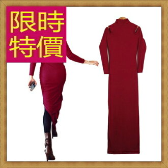 連身裙 洋裝-正韓時尚修身顯瘦保暖高領羊毛露肩連衣裙子2色63c32【韓國進口】【米蘭精品】