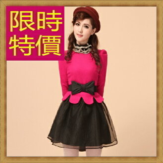 連身裙 假兩件洋裝-正韓時尚修身顯瘦保暖高領羊毛連衣裙子2色63c4【韓國進口】【米蘭精品】