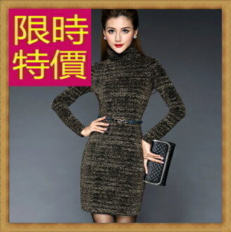 羊毛連身裙 洋裝-正韓時尚修身顯瘦保暖高領連衣裙子2色63c46【韓國進口】【米蘭精品】