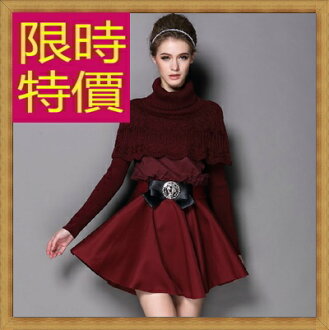 連身裙 假兩件洋裝-正韓時尚修身顯瘦保暖高領羊毛連衣裙子2色63c48【韓國進口】【米蘭精品】