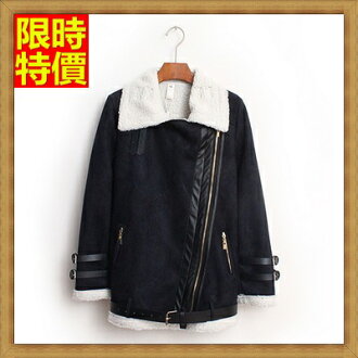 長版大衣 麂皮外套-帥氣機車拉鍊純色女外套3色65ah17【獨家進口】【米蘭精品】