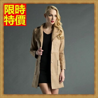 長版大衣 麂皮外套-高品質修身磨沙面女外套65ah3【獨家進口】【米蘭精品】