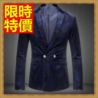 西裝外套 男士西服-金絲絨兩顆雙排扣正規領型修身男外套1色65b42【獨家進口】【米蘭精品】