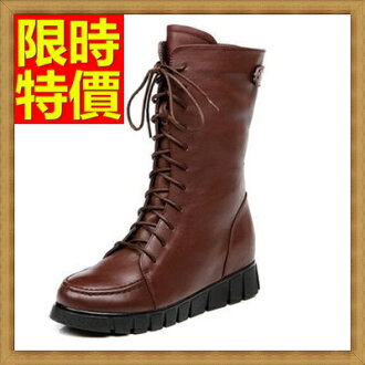 馬丁靴 女中筒靴子-休閒圓頭真皮女鞋子2色65d73【獨家進口】【米蘭精品】