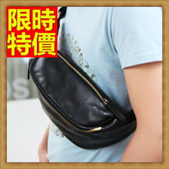 真皮腰包 斜背包-亮面休閒多功能設計男肩背包66a22【獨家進口】【米蘭精品】