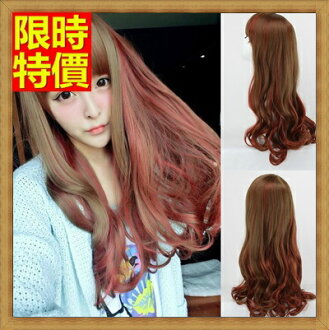 長假髮 整頂假髮-齊瀏海挑染時尚大捲氣質女美髮用品66ag30【獨家進口】【米蘭精品】