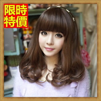 中長假髮 整頂假髮-俏麗可愛齊瀏海蓬鬆捲髮尾女美髮用品3色66ag6【獨家進口】【米蘭精品】