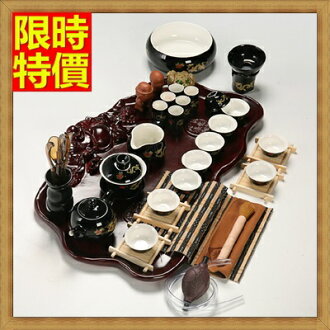 茶具組含茶壺+茶杯+茶海+茶盤-招財彌勒佛茶盤黑色金龍茶具套組2色68ad16【浙江進口】【米蘭精品】