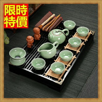 茶具組含茶壺+茶杯+茶海+茶盤-哥窯西施實木茶盤品茗茶具套組68ad25【浙江進口】【米蘭精品】