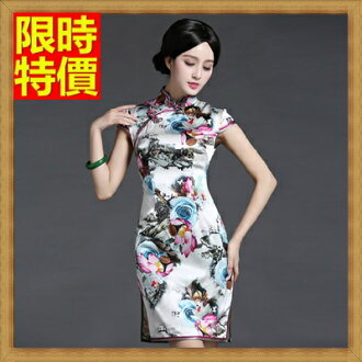 旗袍 真絲短禮服 洋裝-唐裝復古改良式中式修身連身裙68p47【獨家進口】【米蘭精品】
