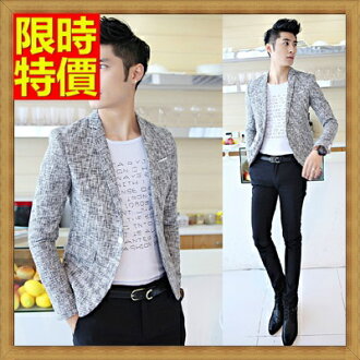 西裝外套 亞麻西裝-韓版修身時尚薄款休閒男西服2色68q31【獨家進口】【米蘭精品】