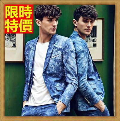西裝外套 亞麻西裝-時尚有型花色薄款修身男西服2色68q32【獨家進口】【米蘭精品】