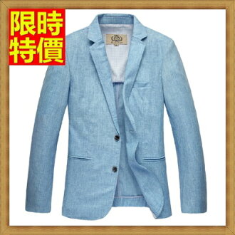 西裝外套 亞麻西裝-商務時尚薄款兩粒扣休閒男西服2色68q8【獨家進口】【米蘭精品】