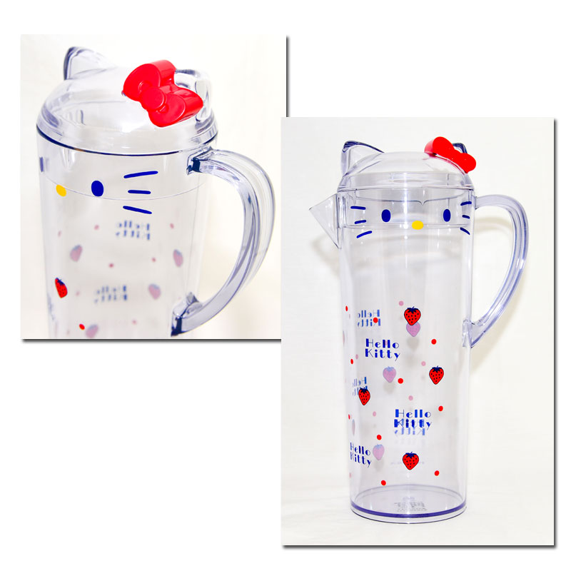 Hello Kitty 貓頭造型 草莓 冷水壼 日本限定 正版品 1.1公升