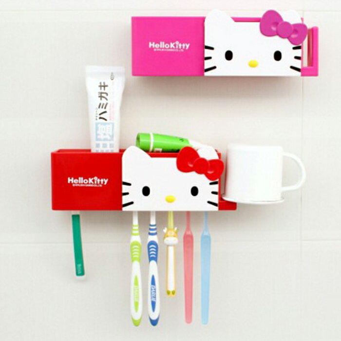 tangyizi輕鬆購【DS041】hello kitty卡通吸盤式牙刷架牙刷座漱口杯架置物架水杯架