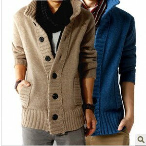 韓系남성加厚羊絨針織 休閒純色毛衣外套十天預購+現貨