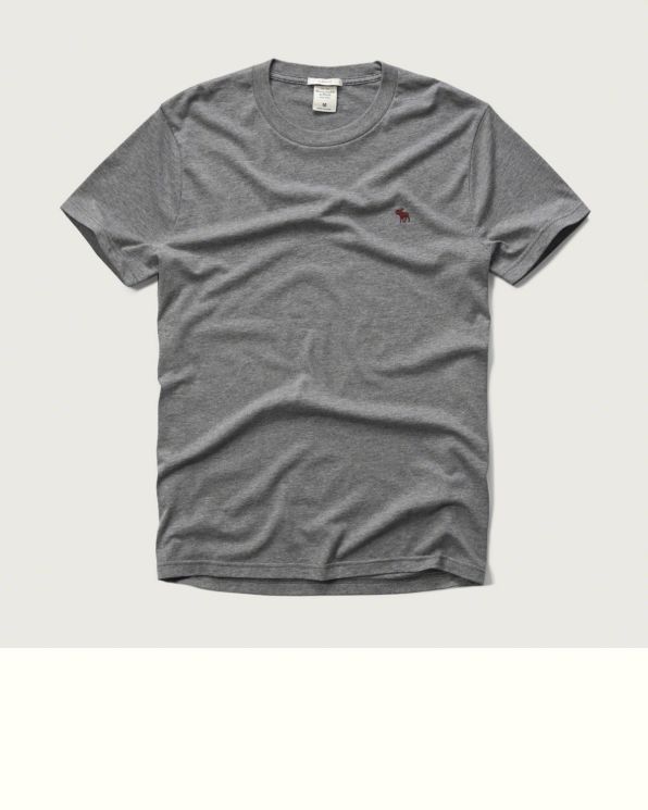 A&F 男 T-Shirt 短袖 上衣 素T T恤 (灰)