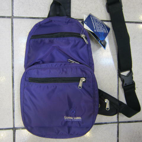 ~雪黛屋~LANNA-LABEL後背單肩包肩側包MIT製造品質保證內多袋口設計高單數防水布#7202 紫