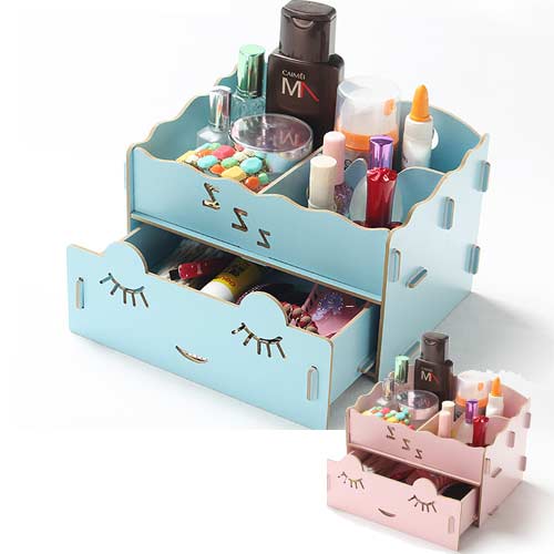 09歐式DIY木質收納盒創意桌面化妝品收納盒