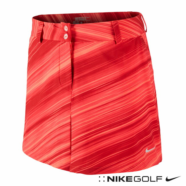 (女)Nike 條紋短裙-橘紅