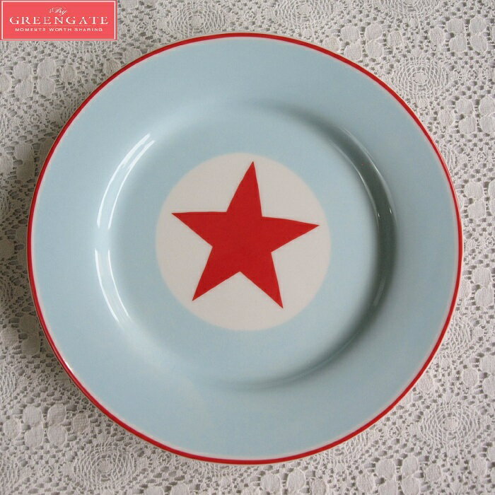 【預購】GreenGate餐盤 / 點心盤 20.5cm美式風格~藍底配紅五角星