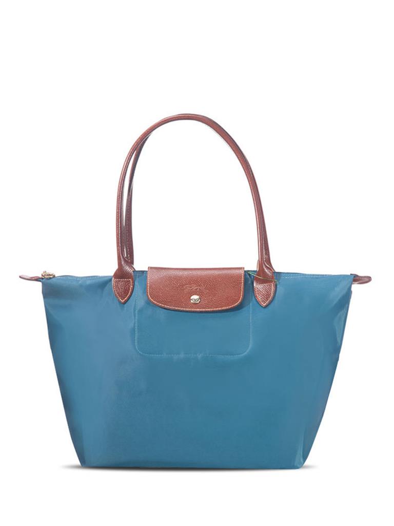 [長柄M號]國外Outlet代購正品 法國巴黎 Longchamp [1899-M號] 長柄 購物袋防水尼龍手提肩背水餃包 孔雀藍