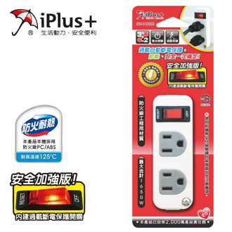 iPlus+保護傘 PU-1121A 安全電源小壁插 ( 3孔1開2插 ) 自動過載斷電保護裝置