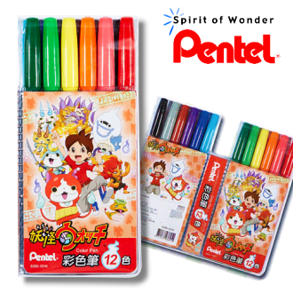 Pentel飛龍【日本妖怪手錶】S360-12YK 吉胖貓~水性細字彩色筆【12色】