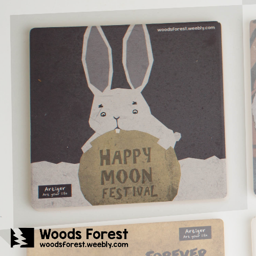 Woods Forest 木雕森林 - 陶瓷吸水杯墊【灰兔】